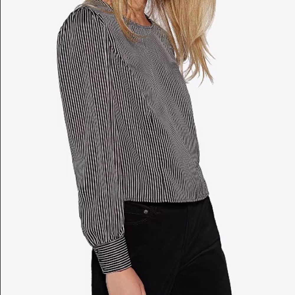 Black and white striped Avec Les Filles Blouse